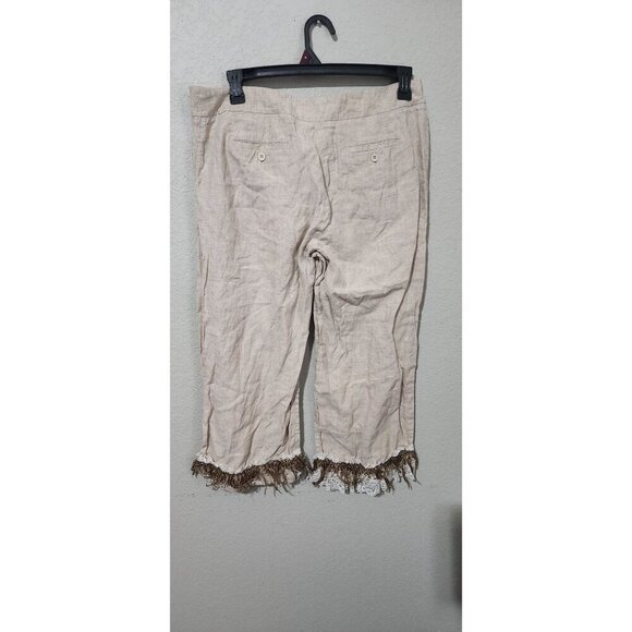 Chicos Pants Womens Linen Cropped ripped Lace & Fringe Hem Size 2.5 Short FLAWS - Picture 5 of 16